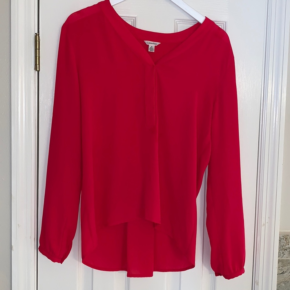 Calvin Klein Fuscia Long Sleeve Blouse